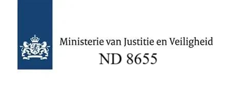 Vergunningbewijs ND 8655 van het Ministerie van Justitie en Veiligheid